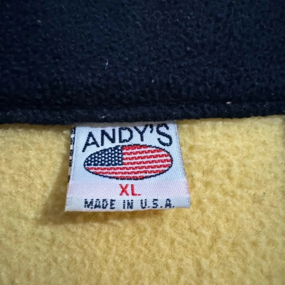 90’s San Francisco Tourist Zip Up Fleece Jacket XL Overized Unisex Yellow Navy - Picture 4 of 11